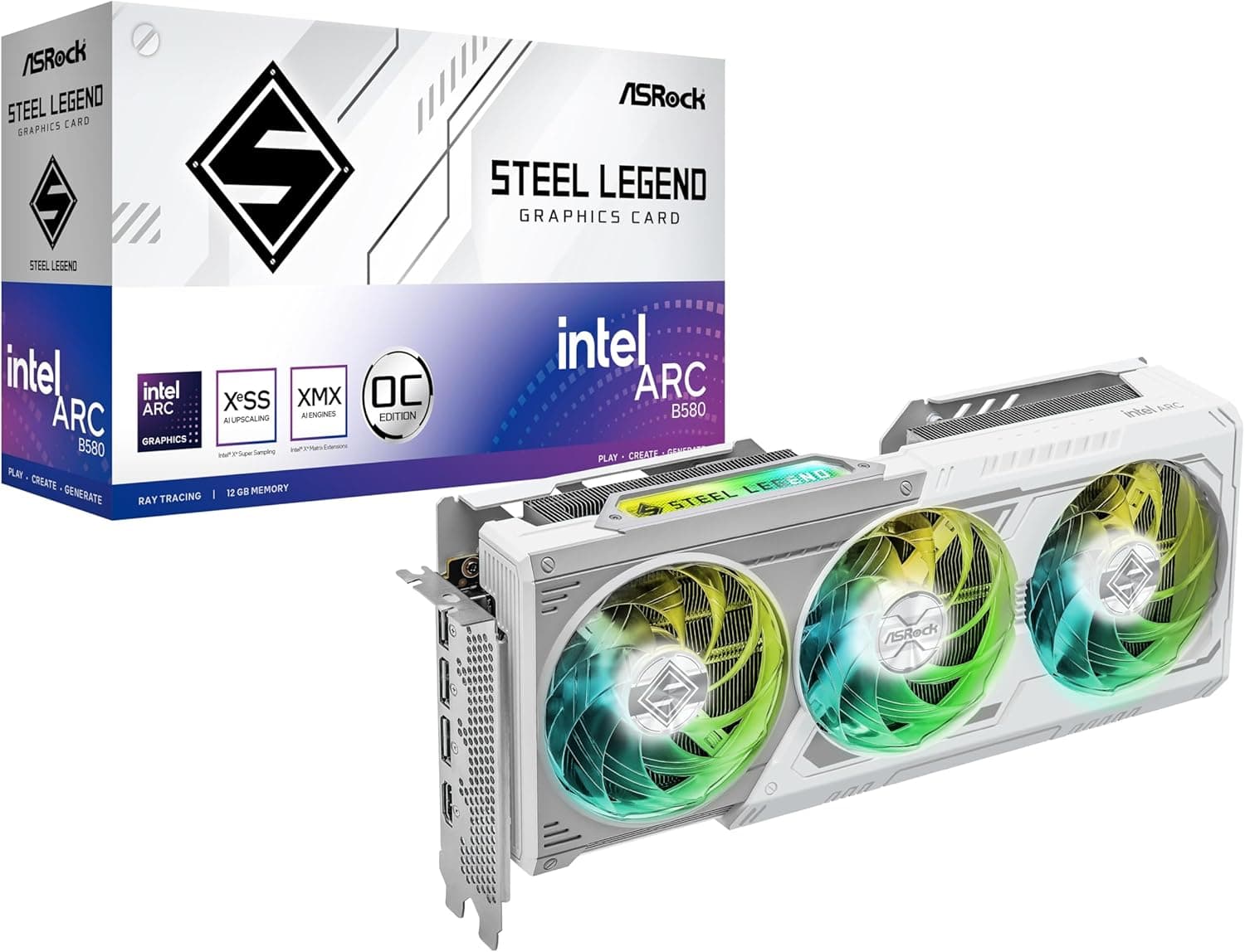ASRock Intel Arc B580 Steel Legend OC 12GB | B580 SL 12GO | 12GB GDDR6 | Battlemage | 1440p Gaming