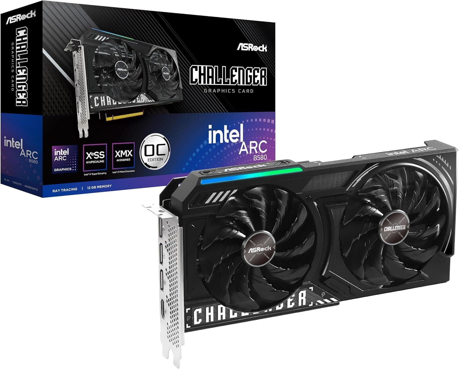 ASRock Intel Arc B580 Challenger 12GB GDDR6 | 90-GA5LZZ-00UANF | Dual-Fan | 8K Unterstützung