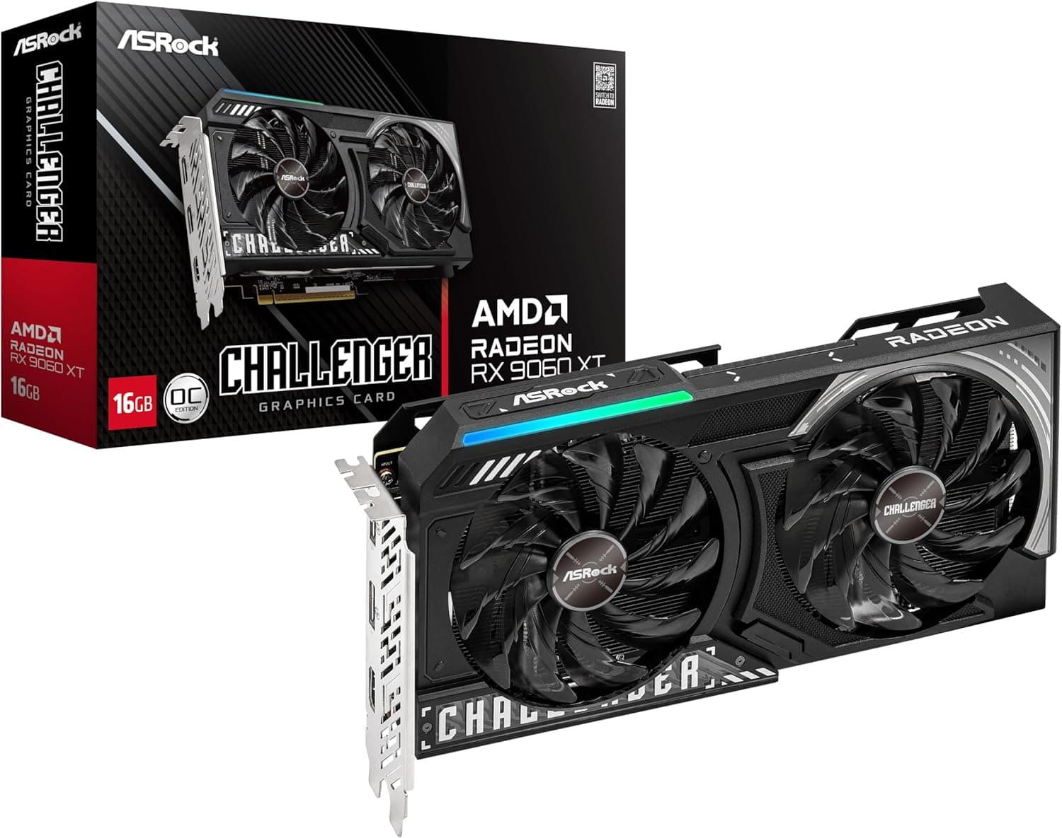 ASRock AMD Radeon RX 9060 XT Challenger 16GB OC | 90-GA5QZZ-00UANF | RDNA 4 | 1440p Gaming