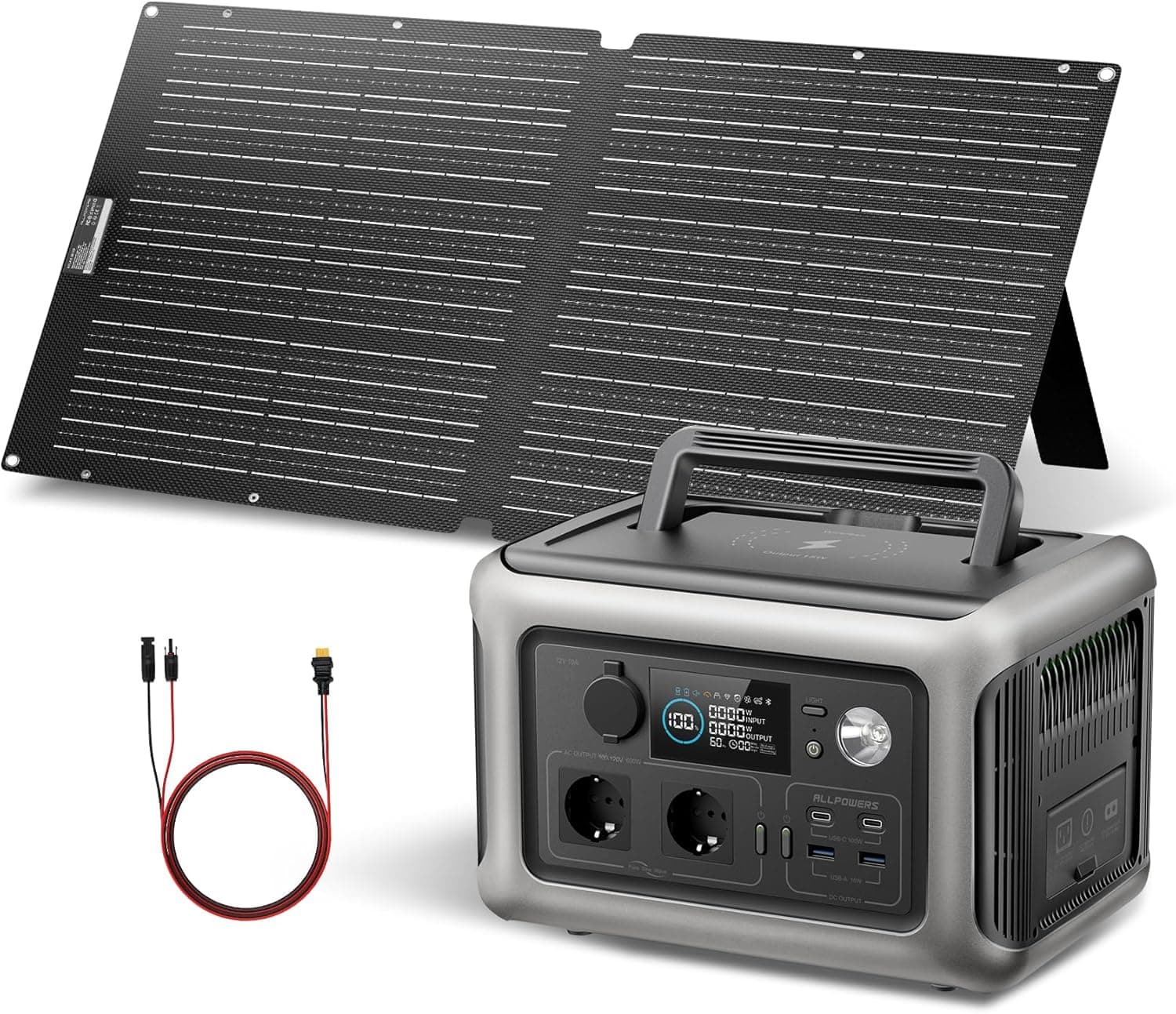 ALLPOWERS R600 Tragbare Solar-Generator-Serie – 299Wh LiFePO4 Powerstation mit 100W Solarpanel-Set