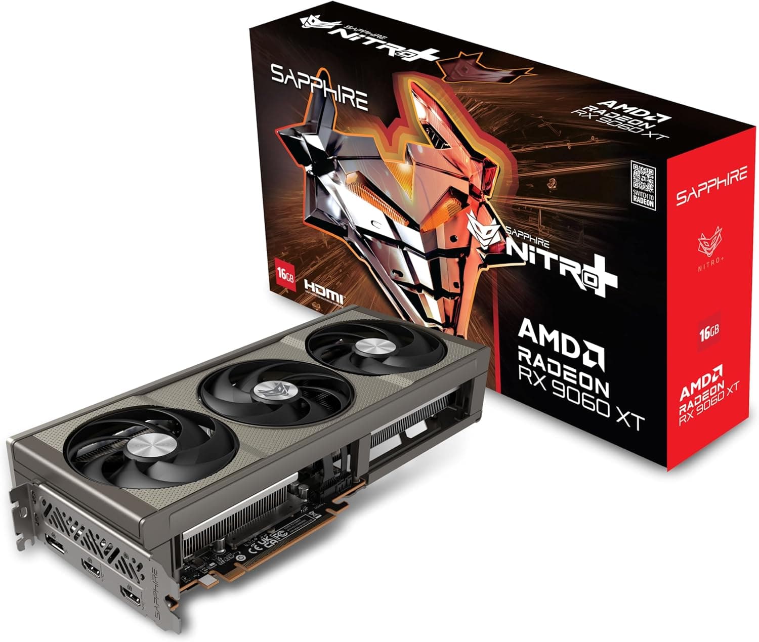 Sapphire Nitro+ AMD Radeon RX 9060 XT Gaming OC | 16GB GDDR6 | 11350-01-20G | RDNA 4 | 3320 MHz Boost