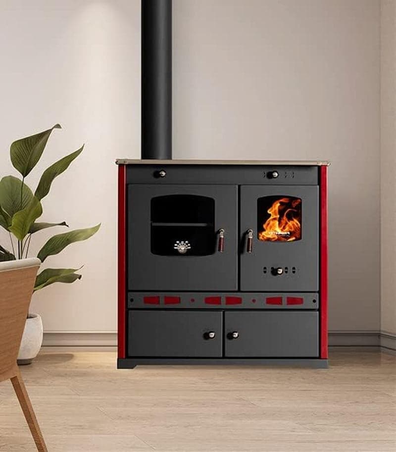 Prometey Perfect Eco Lux Küchenofen – 7,38 kW – Effizienter Holzofen mit Backfach & Kochplatte – Energieeffizienzklasse A+ – Vielseitige Heiz- & Kochl