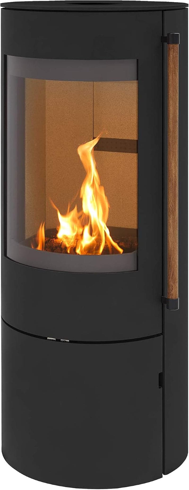 H&M Germany EVO 2.1 Kaminofen – 7 kW – Moderner Design-Kamin mit Panoramasicht – Integriertes Holzfach mit Tür – Energieeffizienzklasse A – Flexible R
