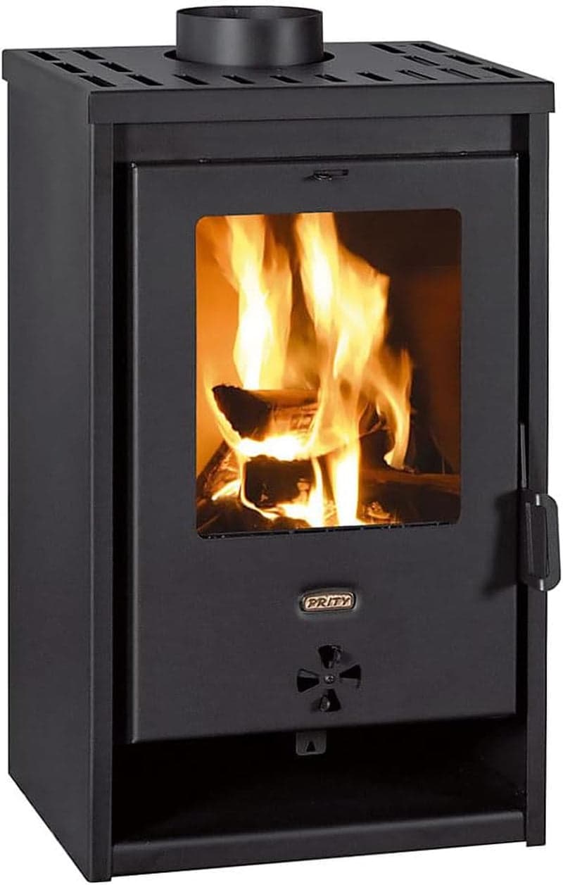 Dttra 9 kW Kaminofen – Robuster Kohle- & Holzofen – Energieeffizienzklasse A – Schamott-ausgekleideter Brennraum – Graphitschwarzer Stahl – Kompakt & 