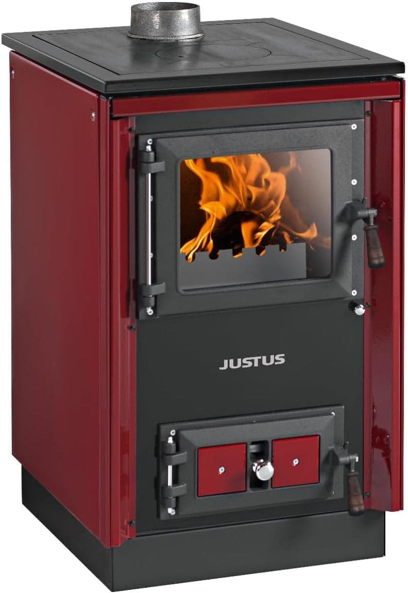 Justus Rustico-50 2.0 Küchenherd – 7 kW, Stahl in Bordeaux, klassisches rustikales Design