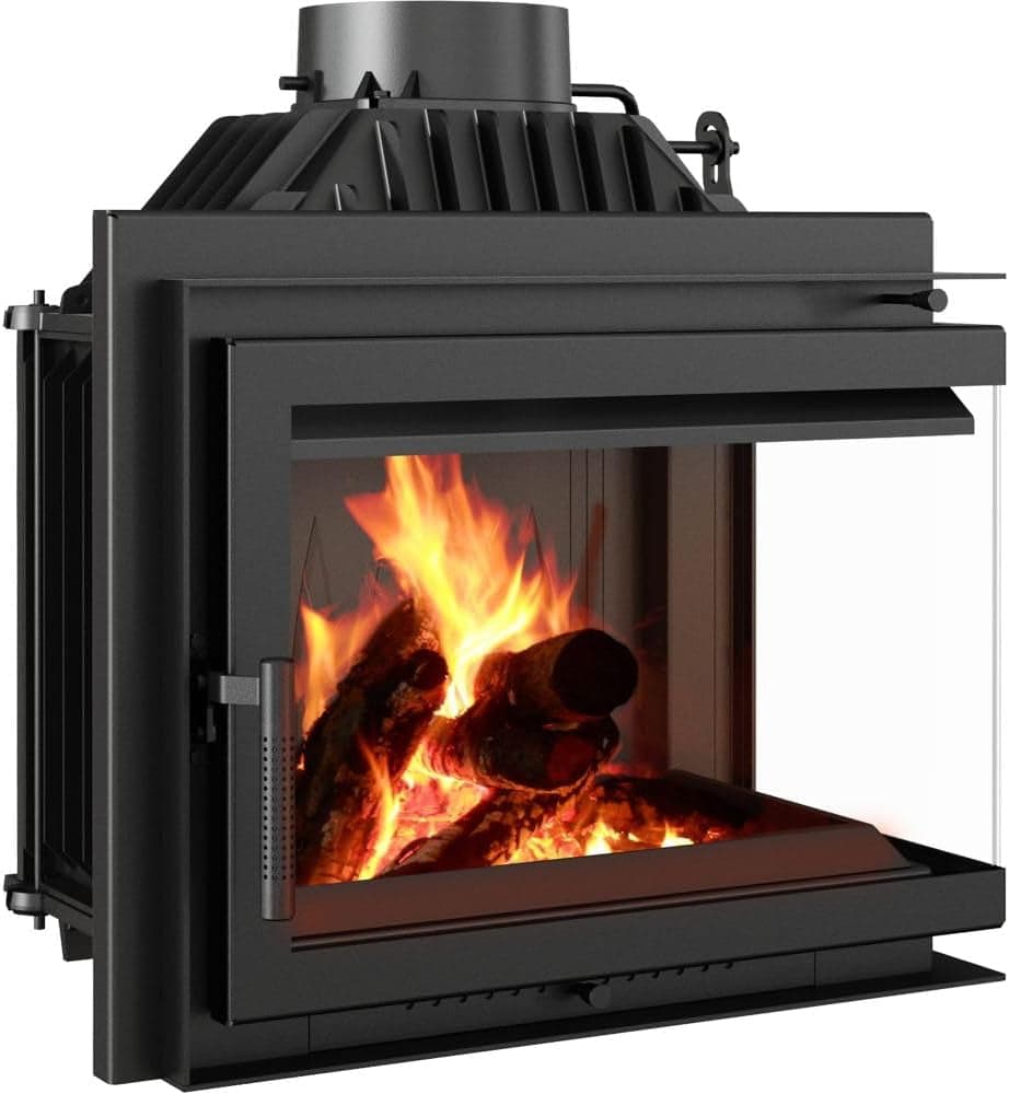 KRATKI Simple 8kW Eck-Kamineinsatz – Moderner Kamin mit beidseitiger Verglasung (BS) – Energieeffizienzklasse A – EcoDesign-konform – Hocheffiziente V