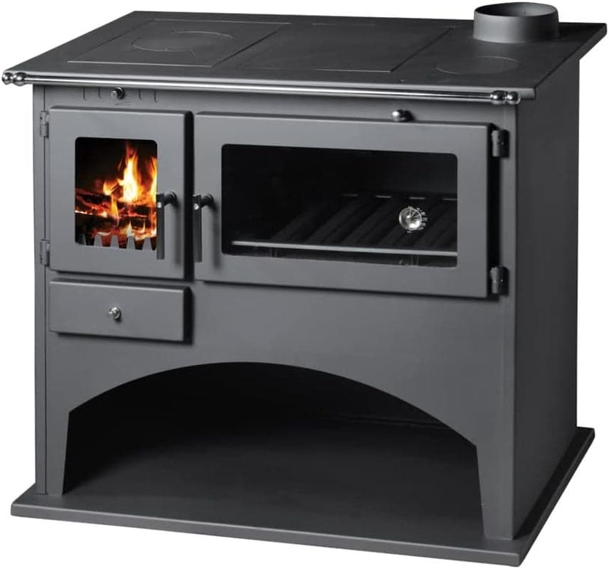 EEK Viki Küchenofen – 10,5 kW – Leistungsstarker Werkstattofen mit Backfach & Kochplatte – Für Räume bis 200 m² – Autark heizen & kochen – Robustes De