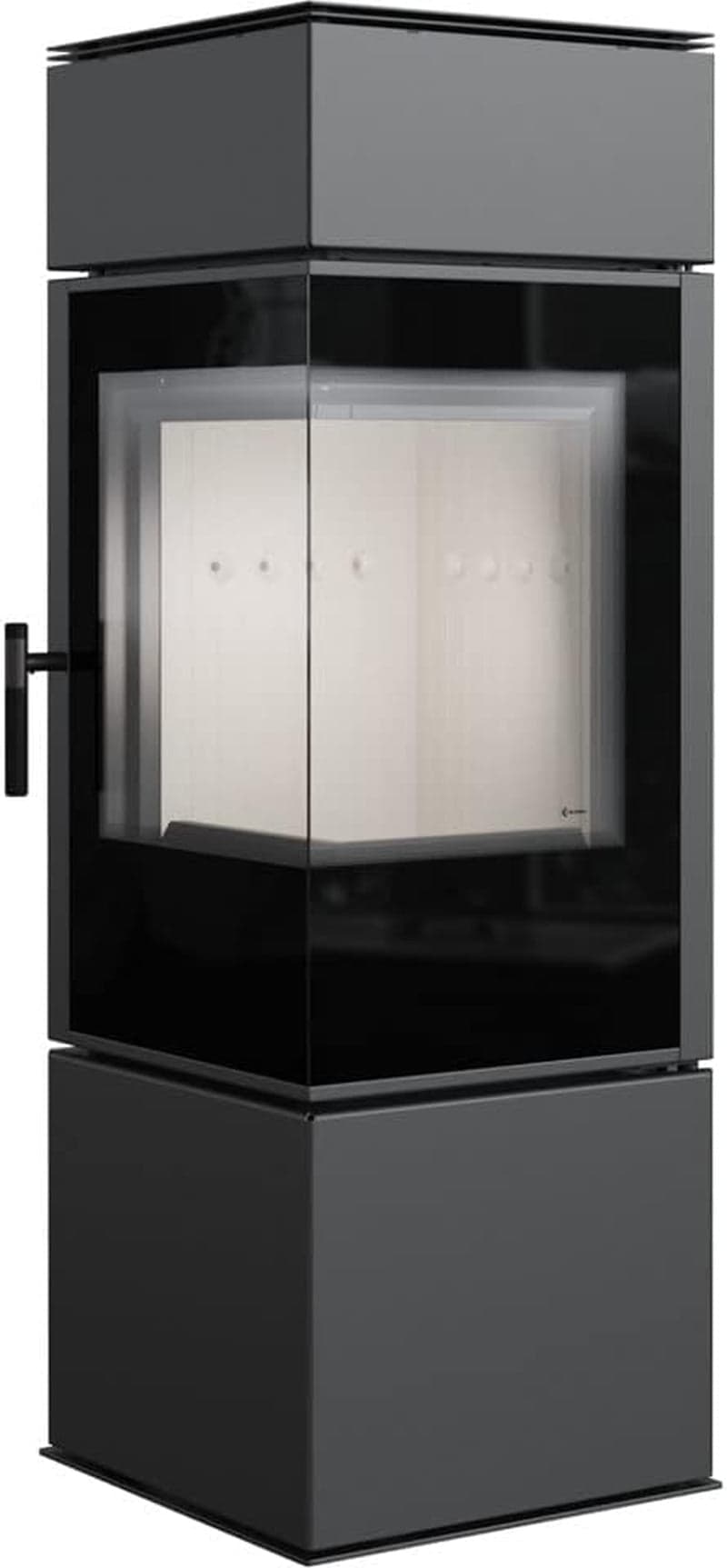 KRATKI Thor Kaminofen – 8 kW – Moderner Design-Kamin mit Panoramablick – Energieeffizient – Acumotte-Speichertechnik – Für Eck-Installation geeignet
