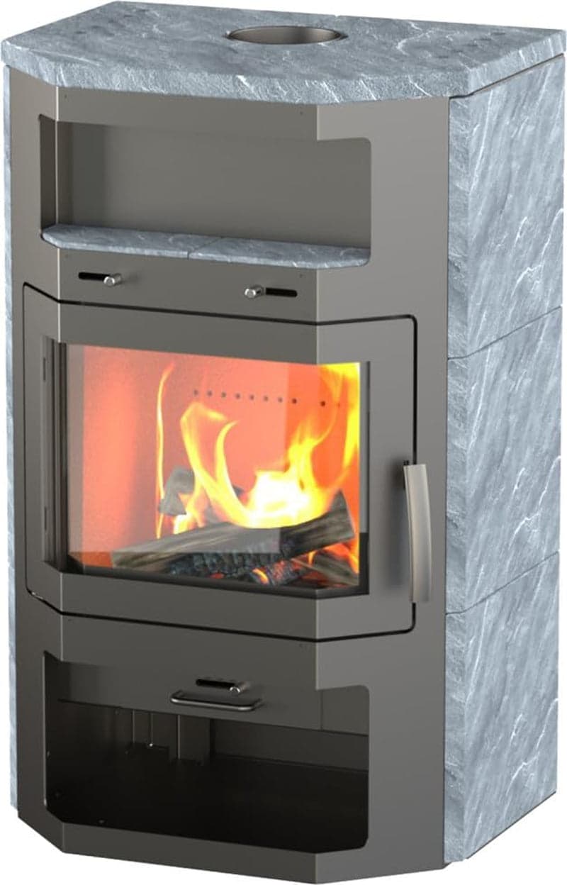 Thermia Bali Max Freistehender Kaminofen – Naturstein Grau, 8,5 kW