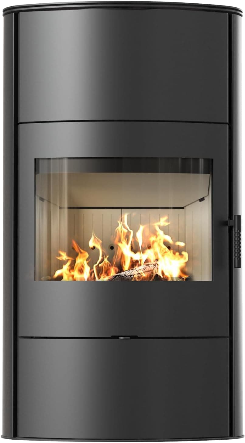 KRATKI KOZA/AB/S/2/ROLLO/W Kaminofen – 10 kW – Moderner Design-Kamin mit Panoramasicht – Energieeffizienzklasse A – Mit TERMOTEC-Speichertechnologie –