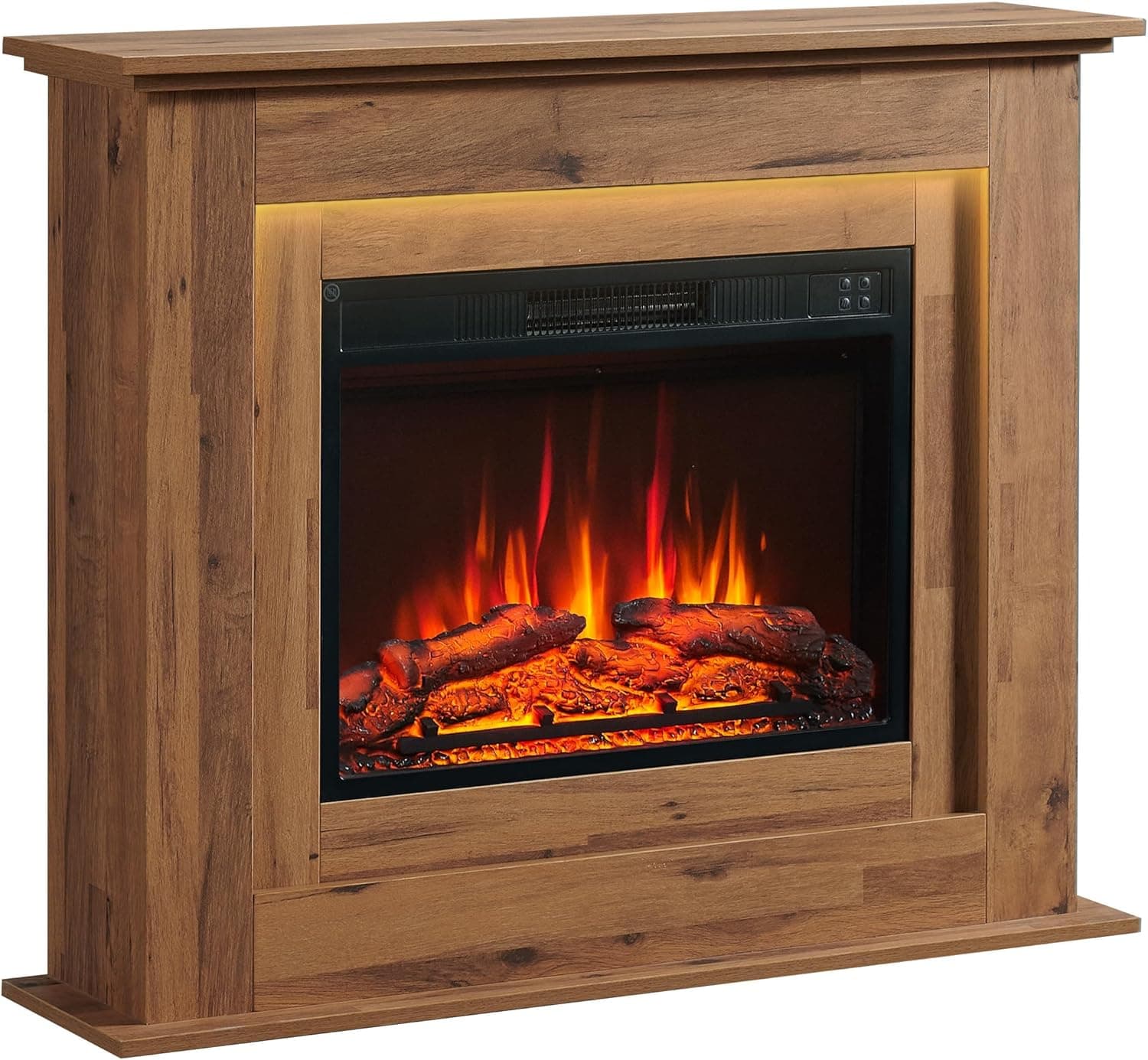 BALDERIA Finn Elektrokamin mit Kaminsims – 2000W – 3D-Flammeneffekt & 13-farbige Ambientebeleuchtung – Inkl. Fernbedienung - Dunkle Eiche