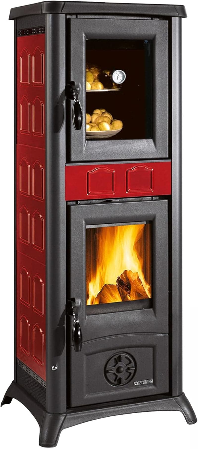 La Nordica Gemma Forno Holzofen – 7 kW, Burgunderrote Keramik & Gusseisen