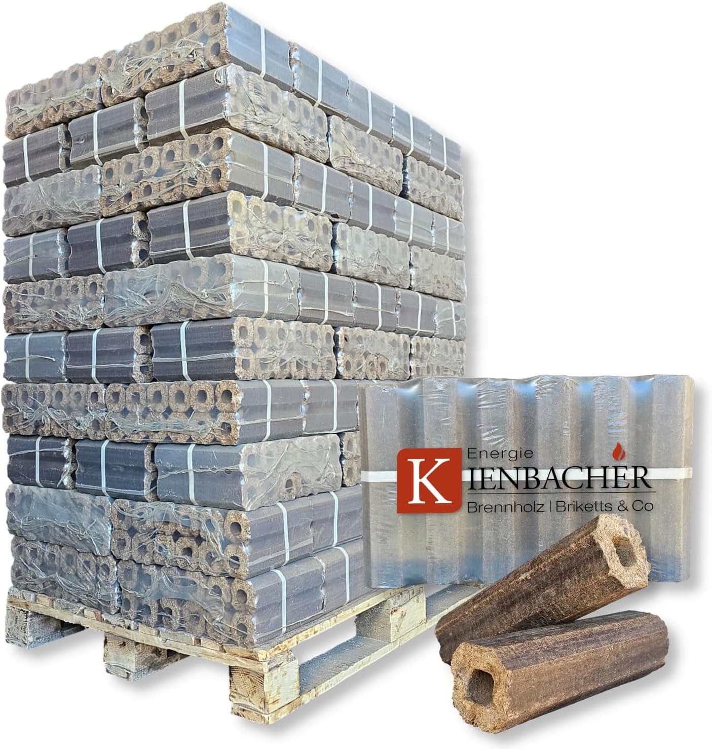 PiniKay 400 kg Palette (40 x 10 kg) – Premium Hartholz-Briketts aus reiner Buche/Eiche – Perfekt für Kamin, Ofen & Heizung – Hoher Heizwert & lange Gl