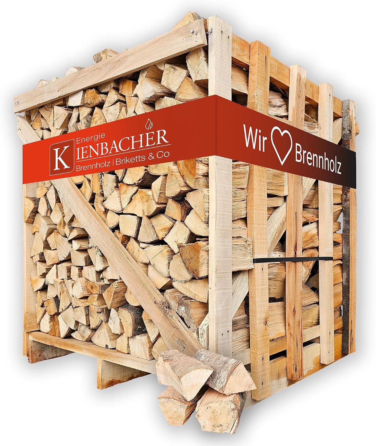 Energie Kienbacher Buchen-Brennholz – 1 RM Box (25 cm Scheite) – Ofenfertig, trockenes Hartholz für Kamin, Ofen & Pizzaofen