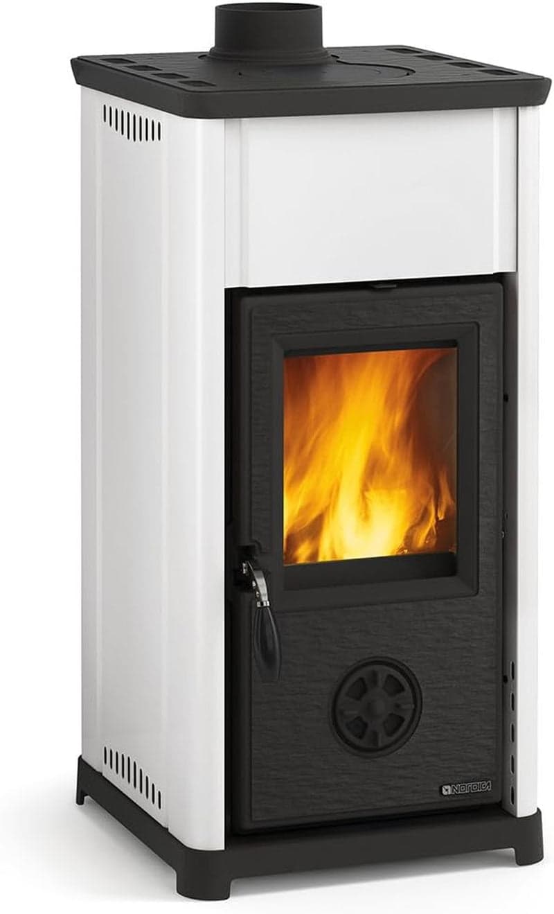 La Nordica „Tea“ Kaminofen – 6,6 kW – Moderner Design-Kamin in Weiß – Hochwertige Emaillierung – Energieeffizienzklasse A+ – Fortschrittliche Verbrenn