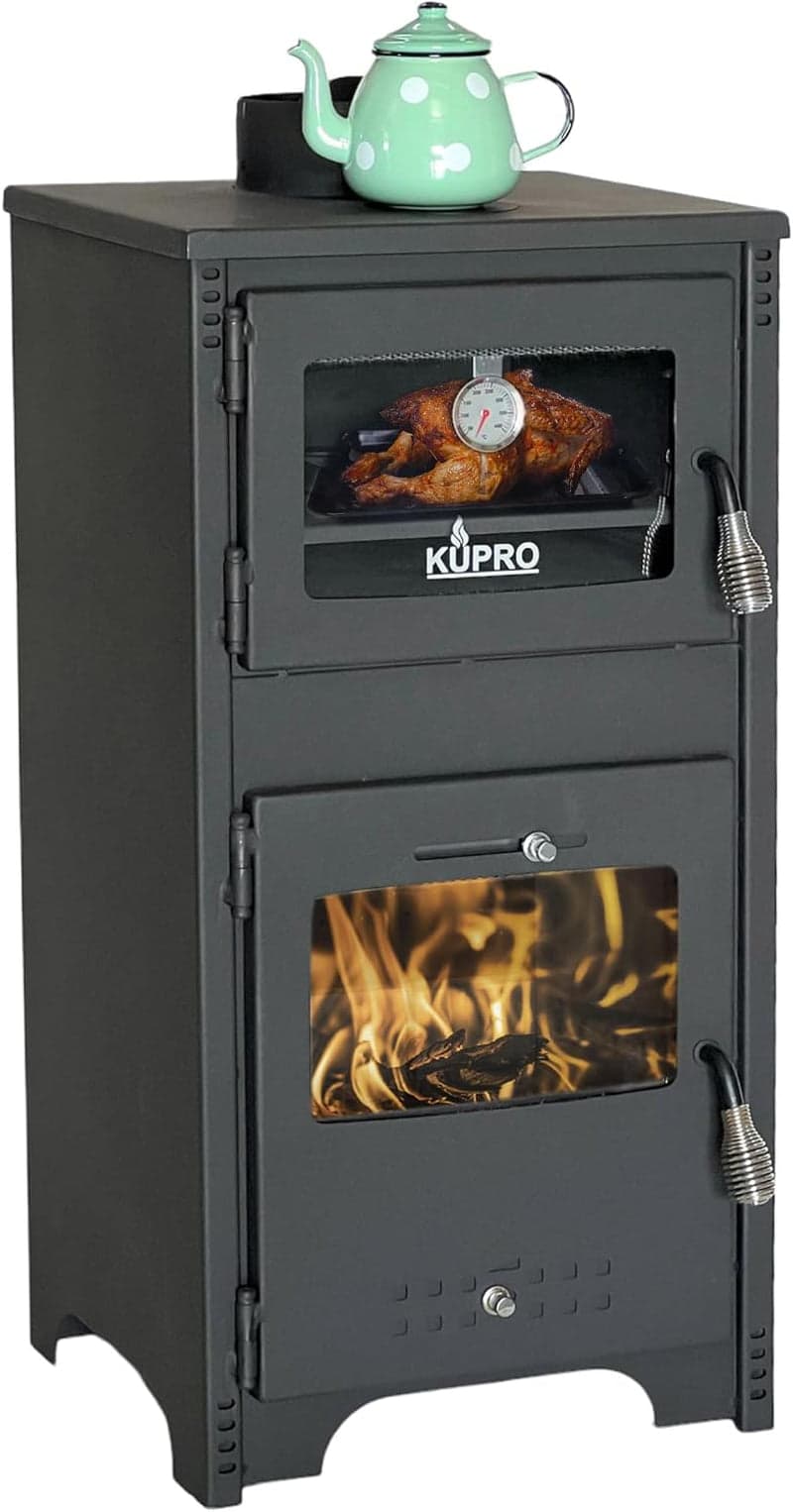 DanDiBo Ever 2 Kaminofen – 7,85 kW – Mit Backfach & Kochplatte – Energieeffizienzklasse A+ – Autarke Heiz- & Kochlösung – Hocheffizient