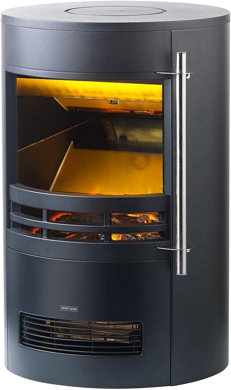 Carlo Milano „Mojave“ (NX8201) Elektro-Kamin – 2000 W – Realistischer 3D-Flammeneffekt – Mit Thermostat & 2 Heizstufen – Modernes rundes Design – Sich