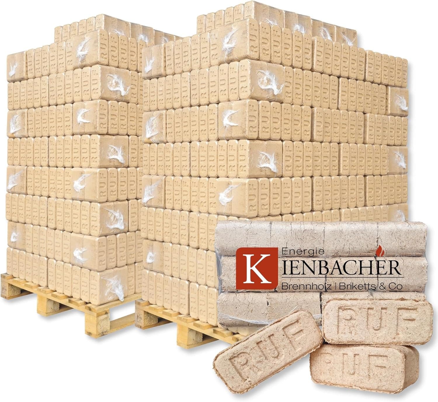 2000 kg RUF Hartholz-Briketts – Premium Brennstoff für Kamin, Ofen & Grill – 200 x 10 kg Säcke auf 2 Paletten – Nachhaltig & umweltfreundlich