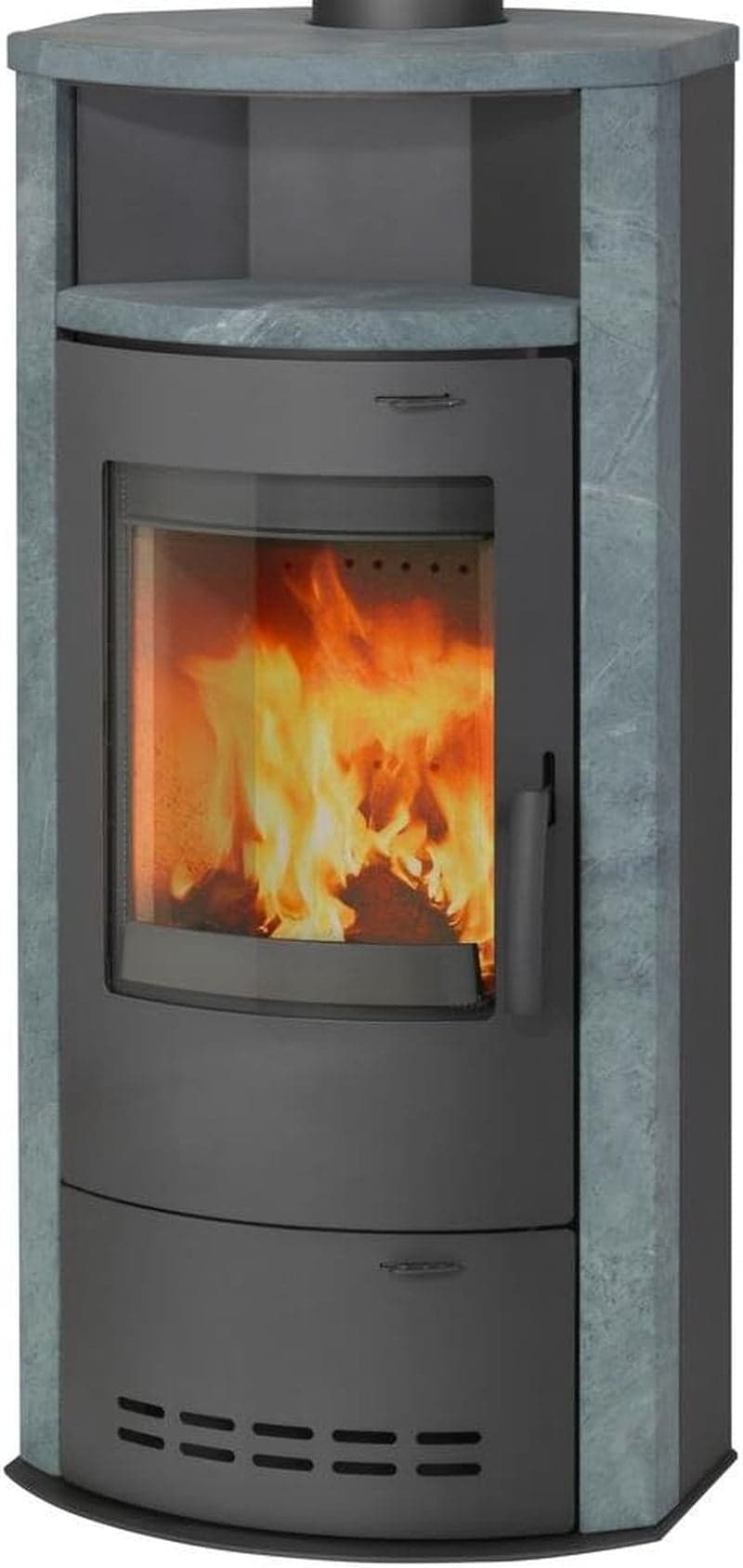 Thermia Hamburg V4 Kaminofen – 7 kW – Moderner Speicherofen mit Natursteinverkleidung – Energieeffiziente Heizlösung bis 300 m³ – Kompaktes, zeitloses