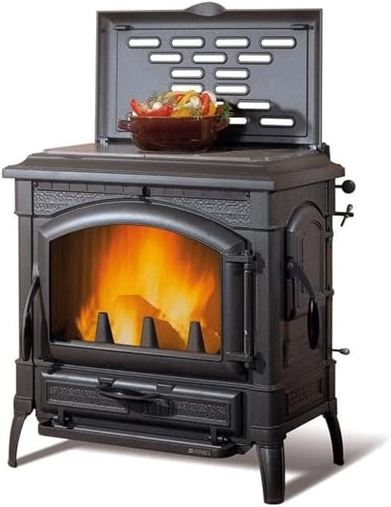 La Nordica Isotta con cerchi EVO Kaminofen – 11,9 kW – Massiver Guss-Kamin mit Kochplatte – Energieeffizienzklasse A+ – Hocheffiziente Verbrennung – R