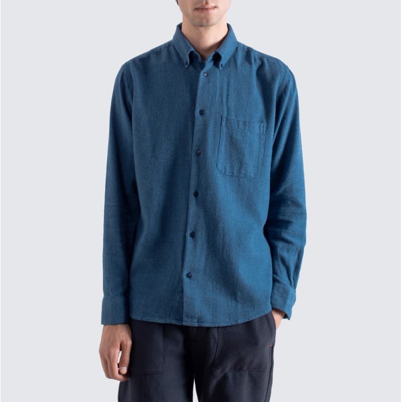 Chemise Brushed Dobby Navy FAR AFIELD - XS