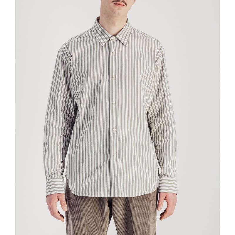 Chemise Daily Stripes Grey-Olive PARAGES - M