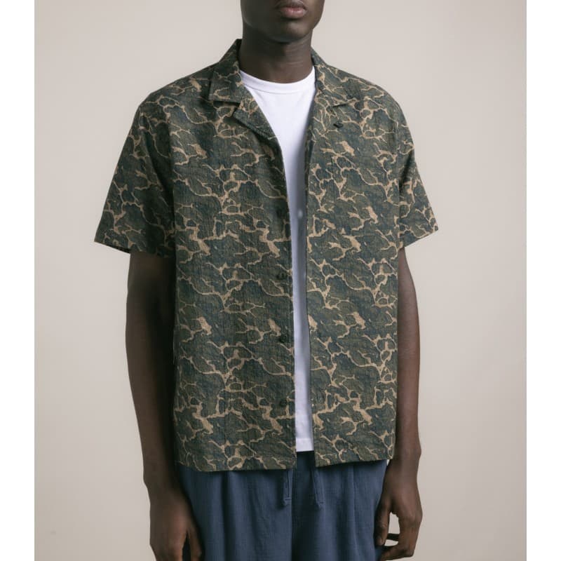 Chemise Crammond Seersucker Olive KESTIN - L