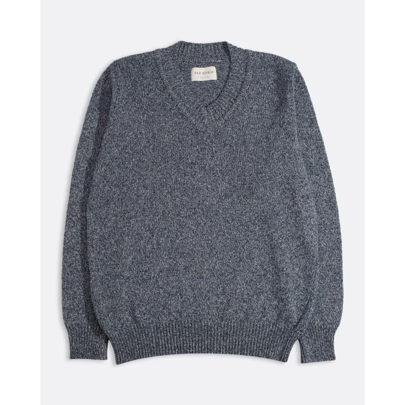 Pull Waldo Col V bleu chiné FAR AFIELD - M