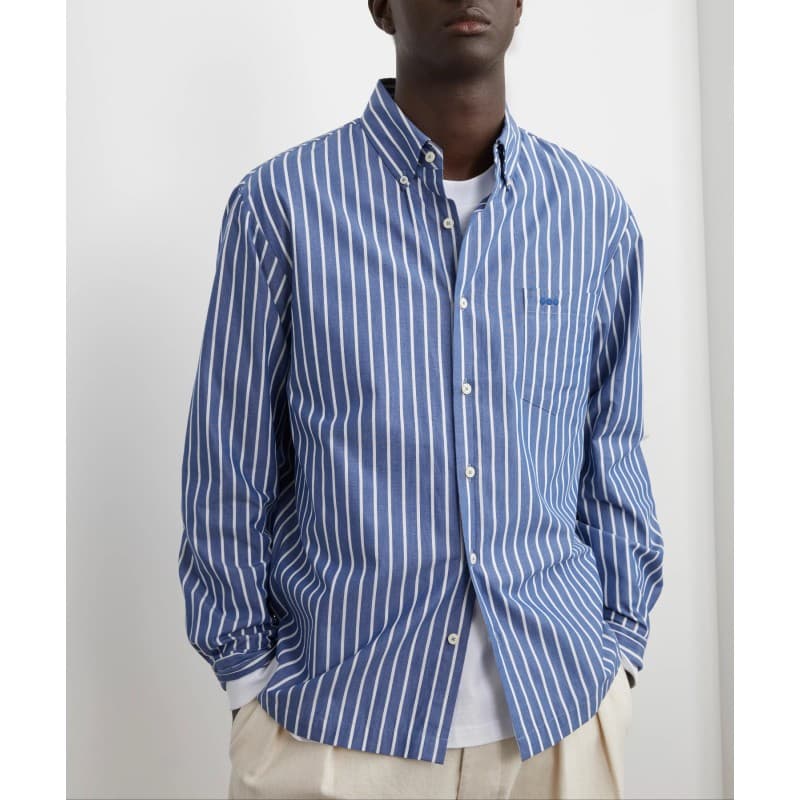 Chemise Heol Rayures Bleu Roi LATER - S