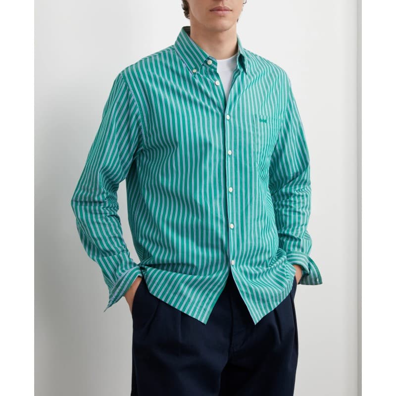 Chemise Heol Rayures Vert Bleu Blanc LATER - M