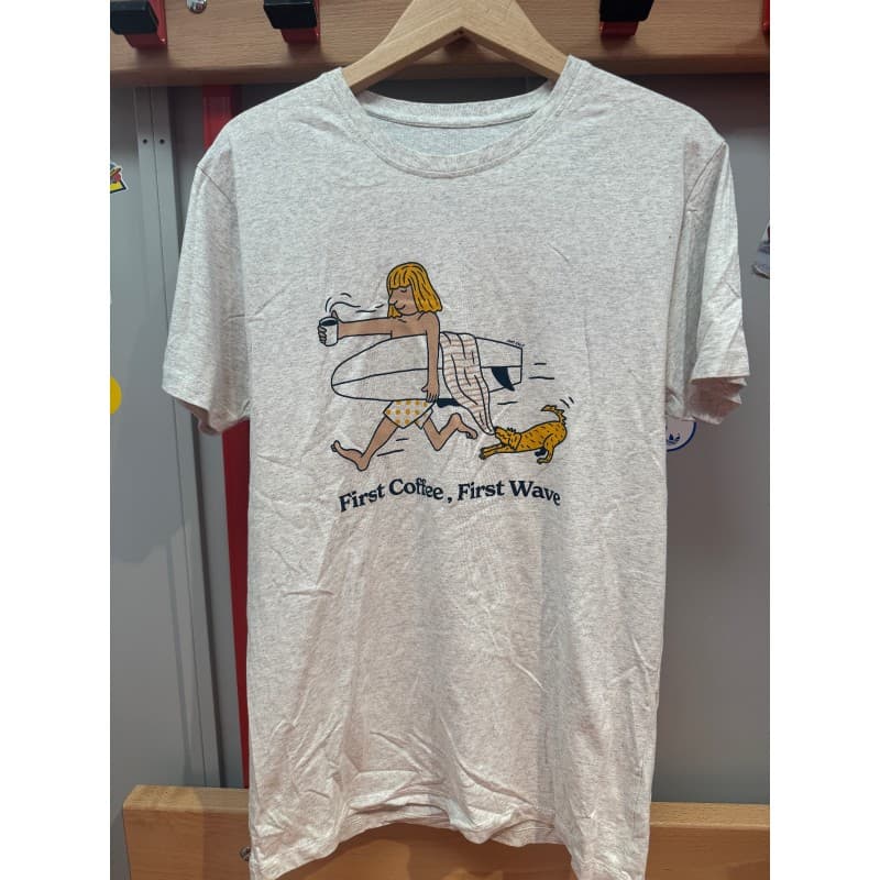 T-shirt Blanc Chiné First Coffee STEPART - S