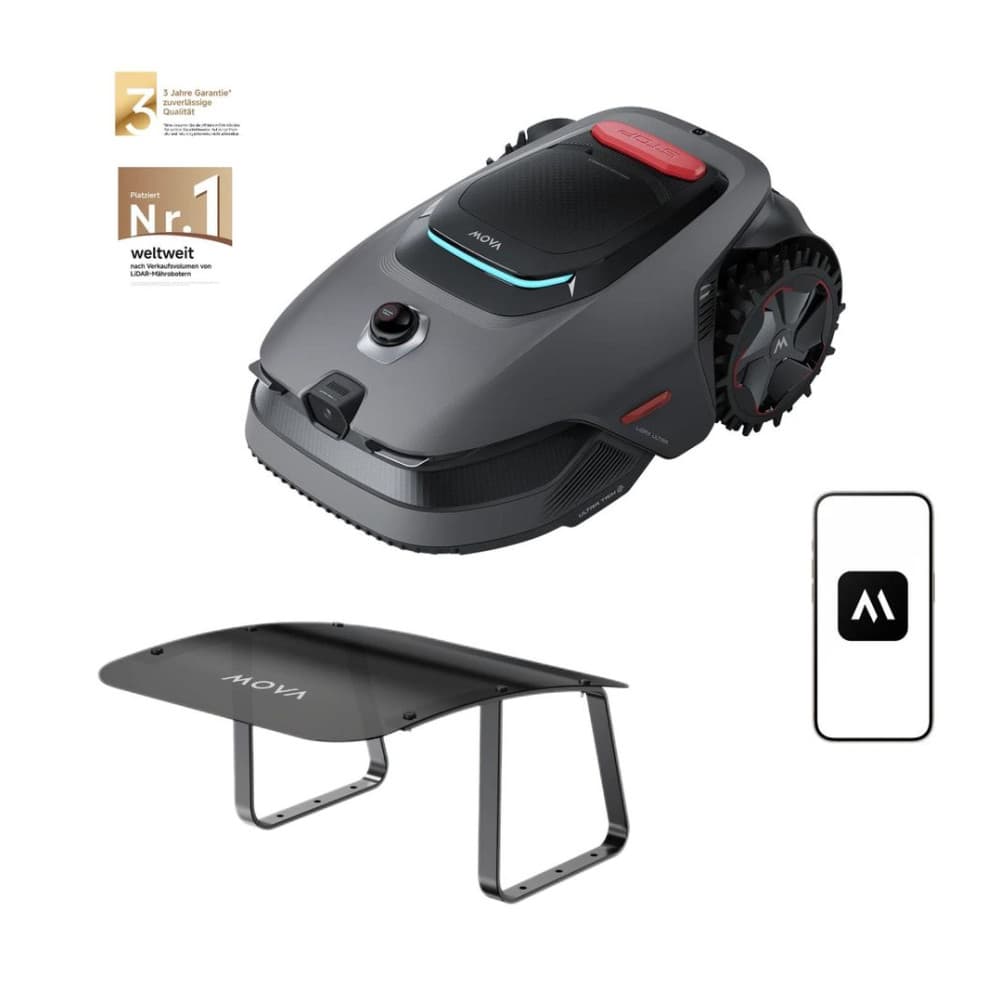 MOVA LiDAX Ultra 1200 (inkl. Garage) – RTK Mähroboter bis 1200㎡, 3D-LiDAR & AI Vision, Präzise Navigation, 5 cm Kantenschnitt