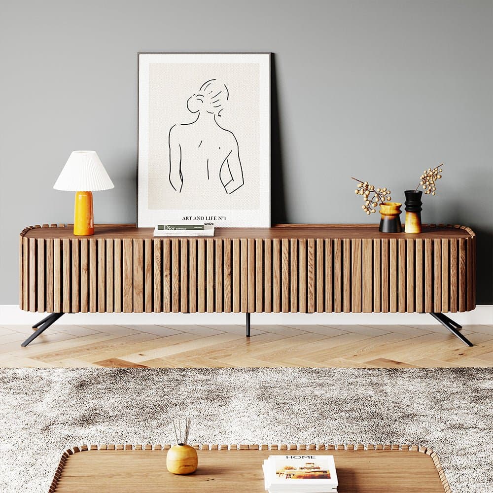 طاولة تلفزيون بمساحات أدراج واسعة