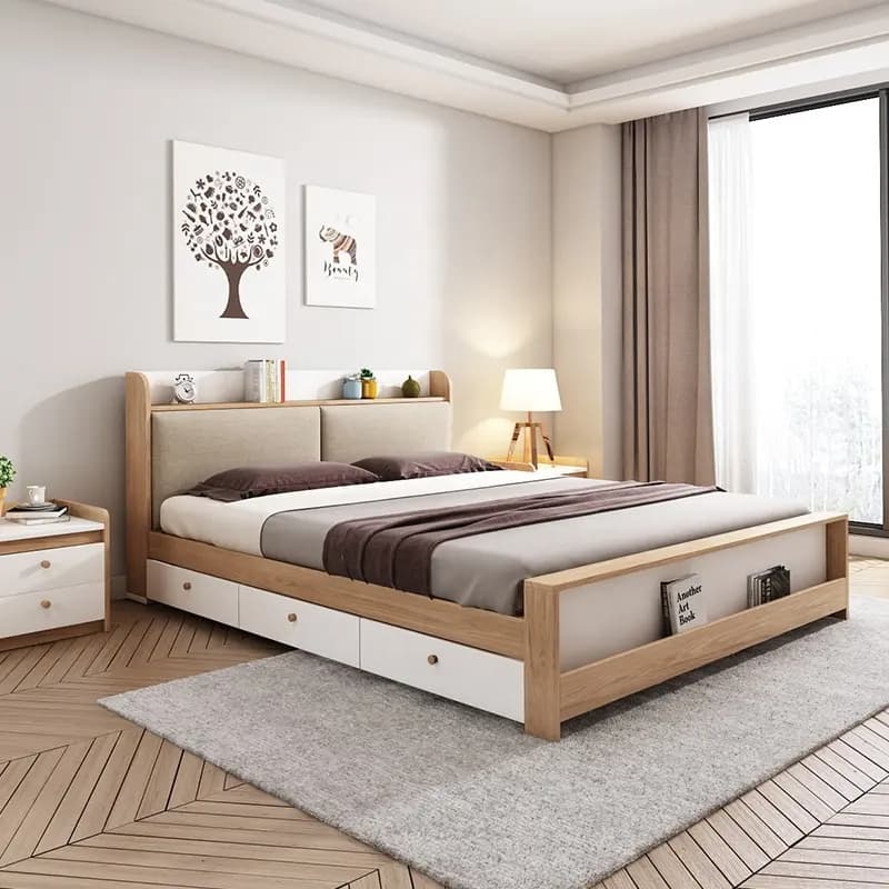 سرير بوحدة وأدراج للتخزين داخلية