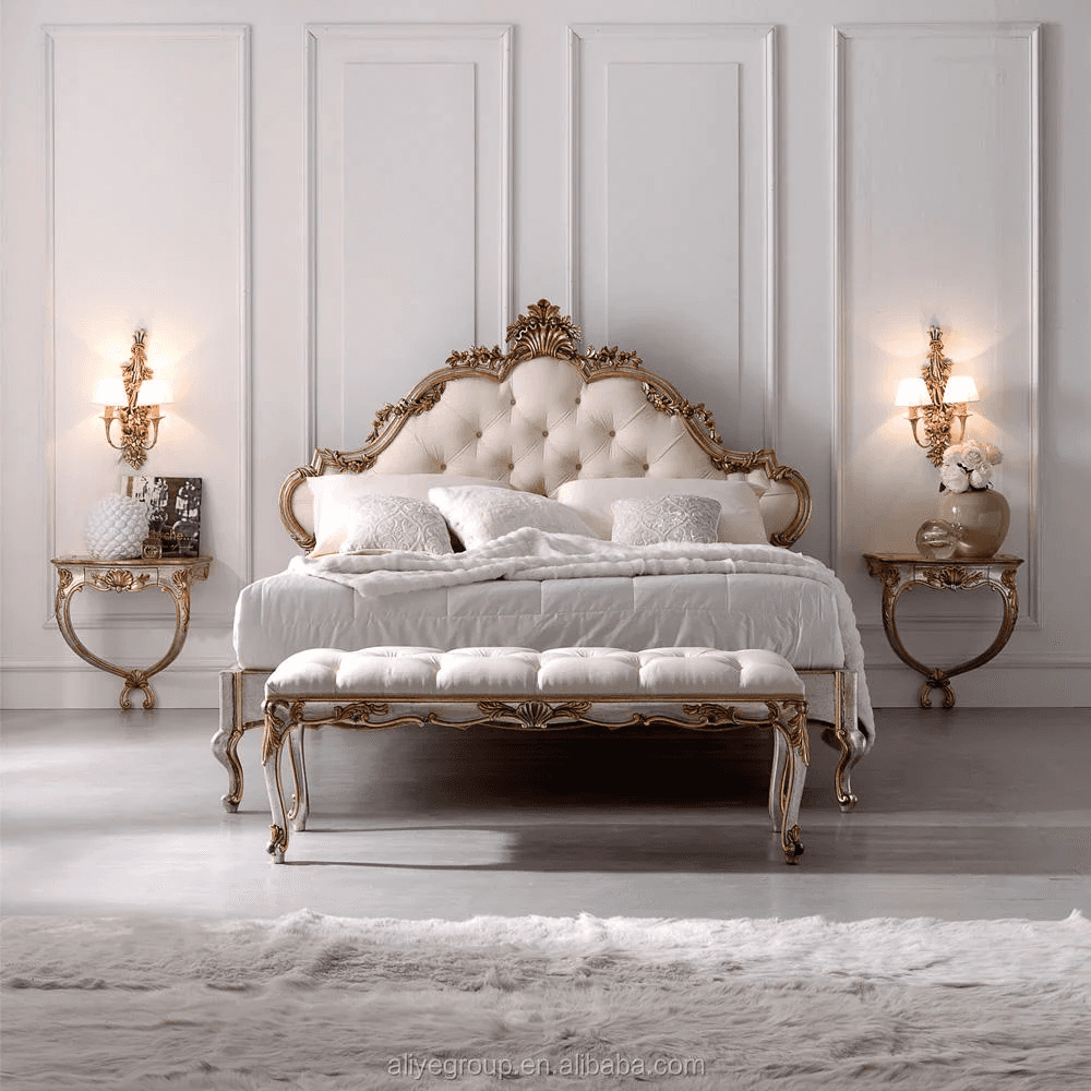 سرير كلاسيكي فاخر بتصميم فرنسي