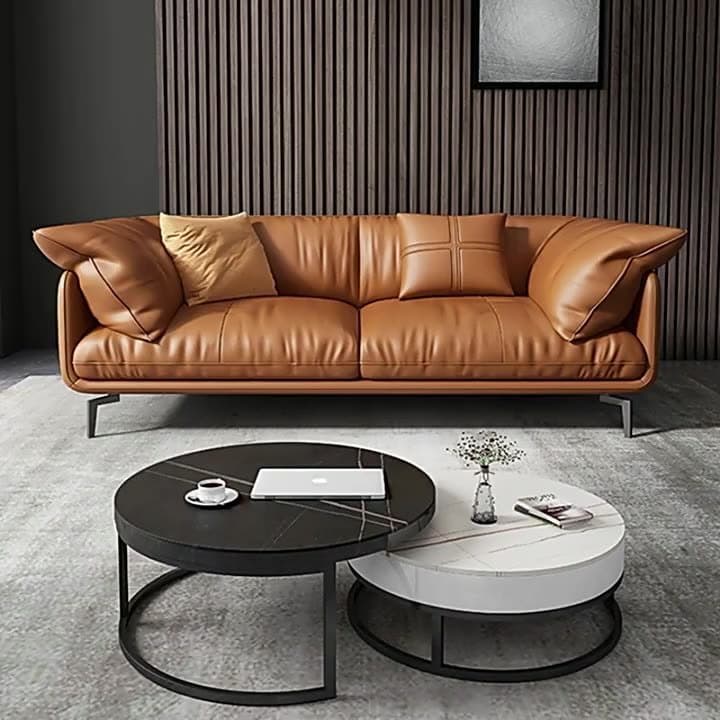 كنب جلد موردن بتصميم شيك