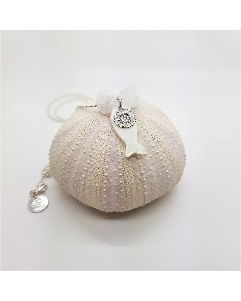 Collier poisson nacre - argenté