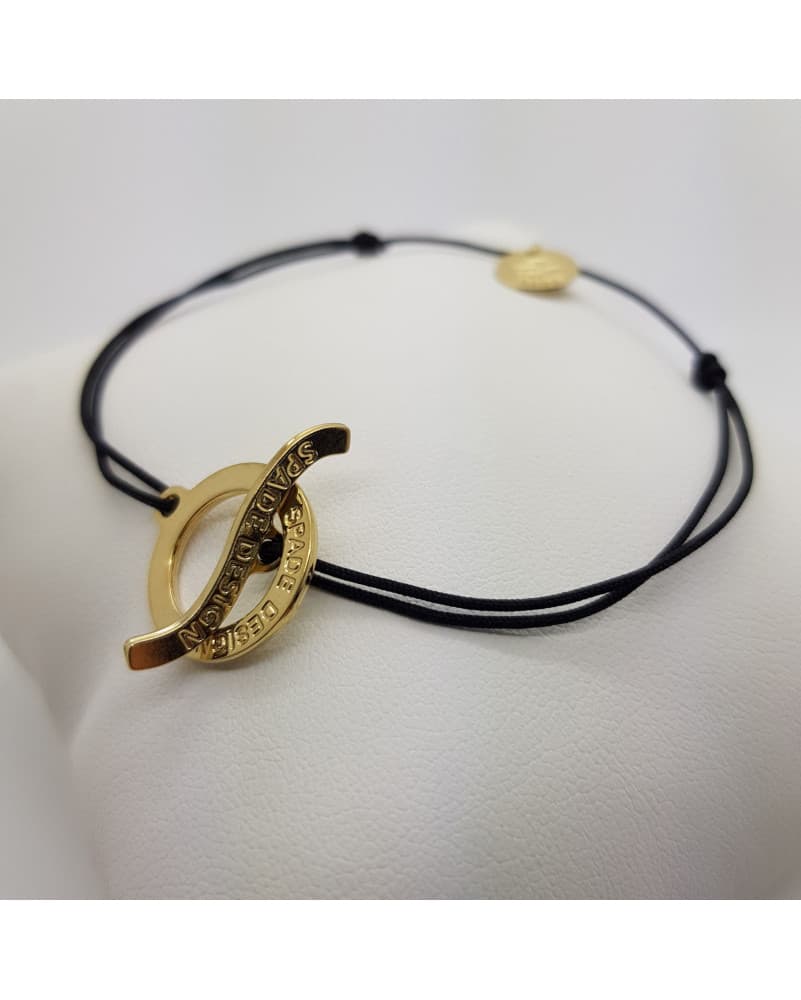 Bracelet cordon Fermoir - noir -  Doré