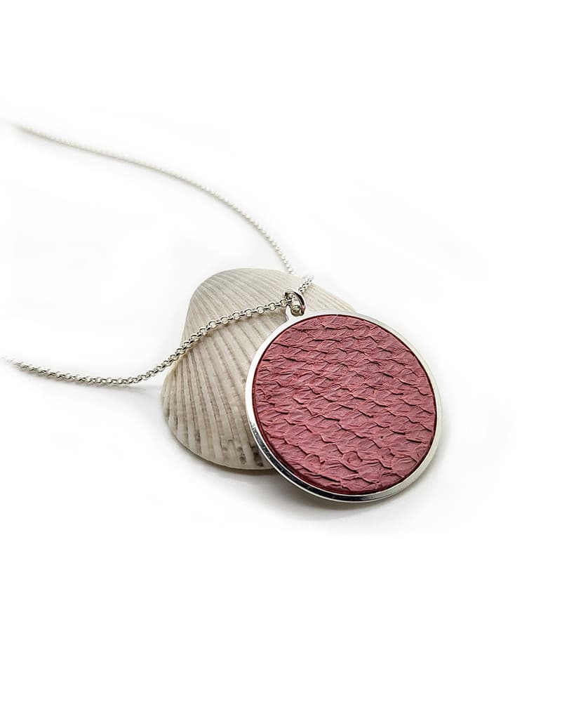 Collier Seriole - argenté - cuir rose