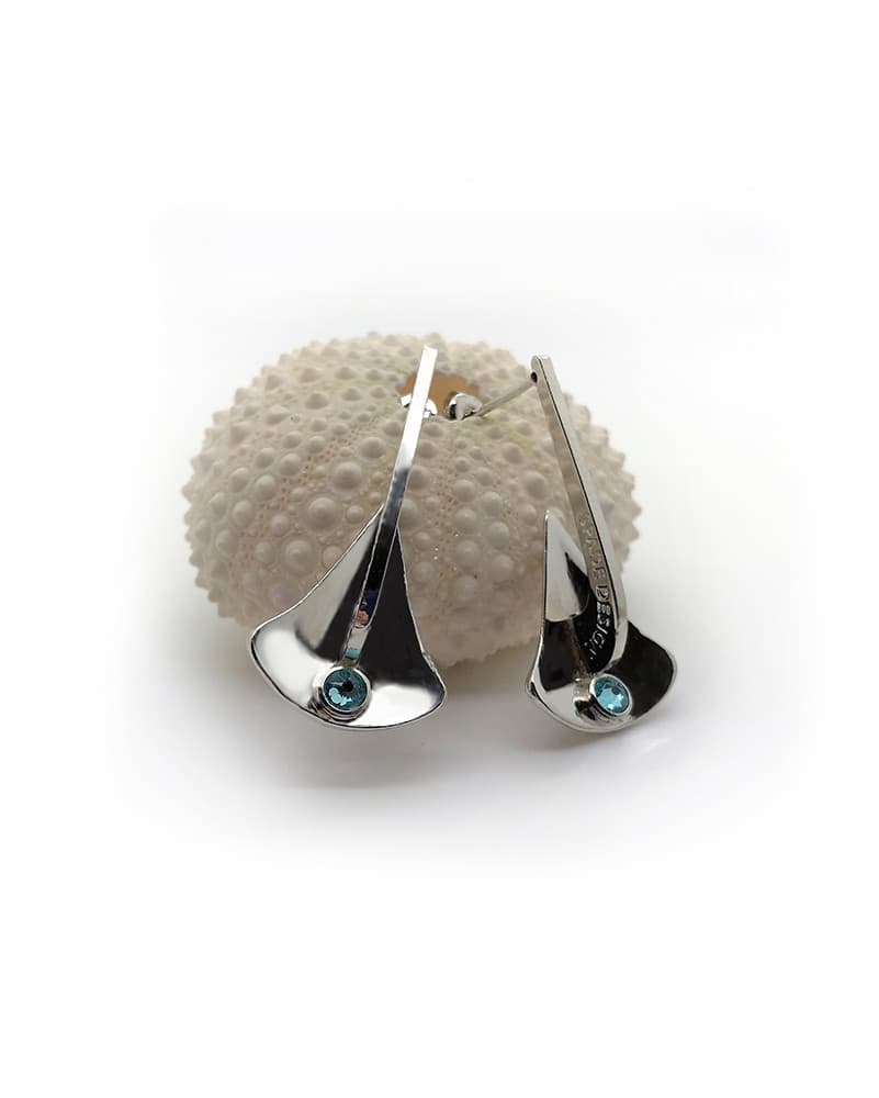 boucles d'oreilles ancre -  rhodié