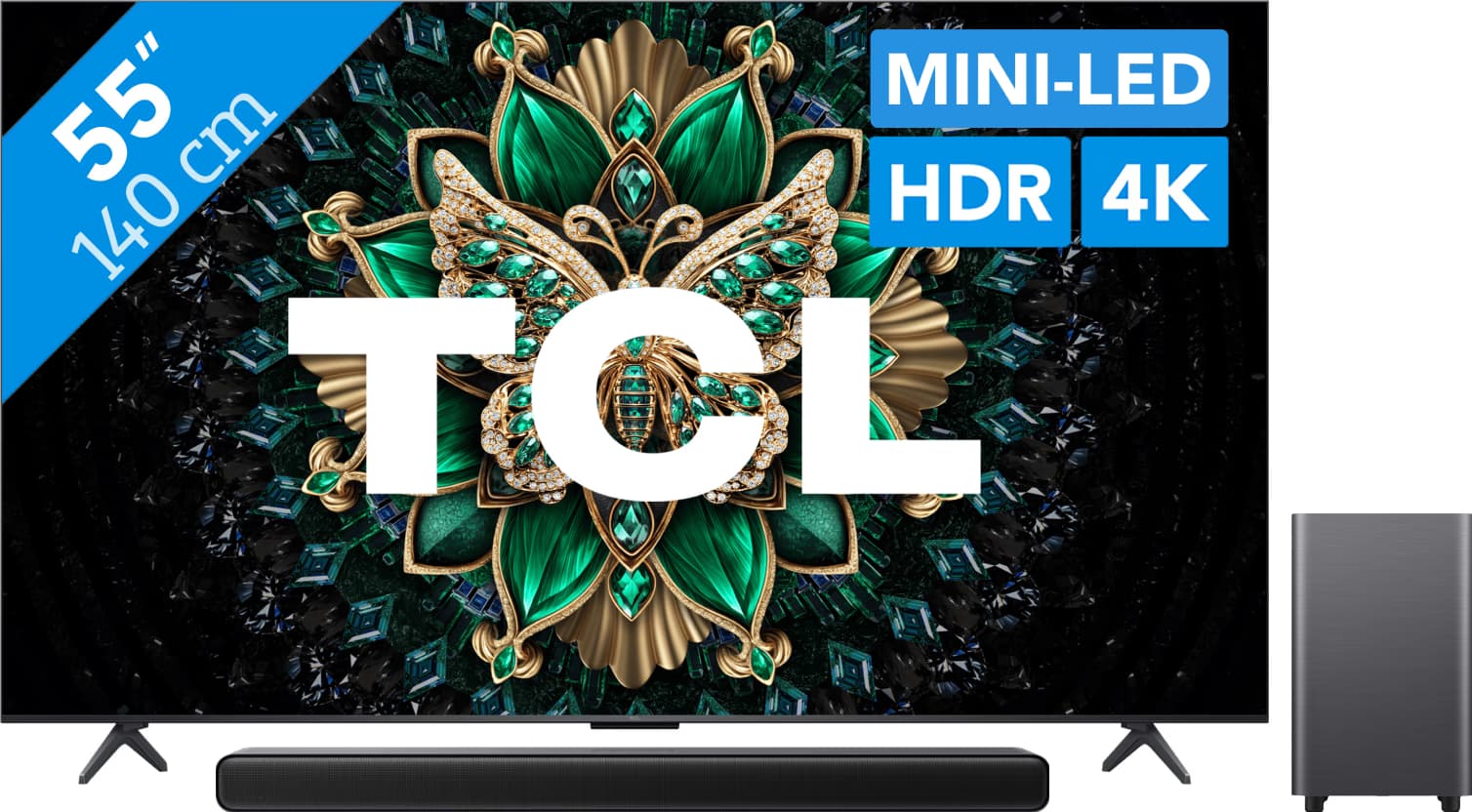TCL 55" QD Mini-LED C61K 4K (2025) + S55H 2.1 Soundbar – Bild & Sound perfekt vereint