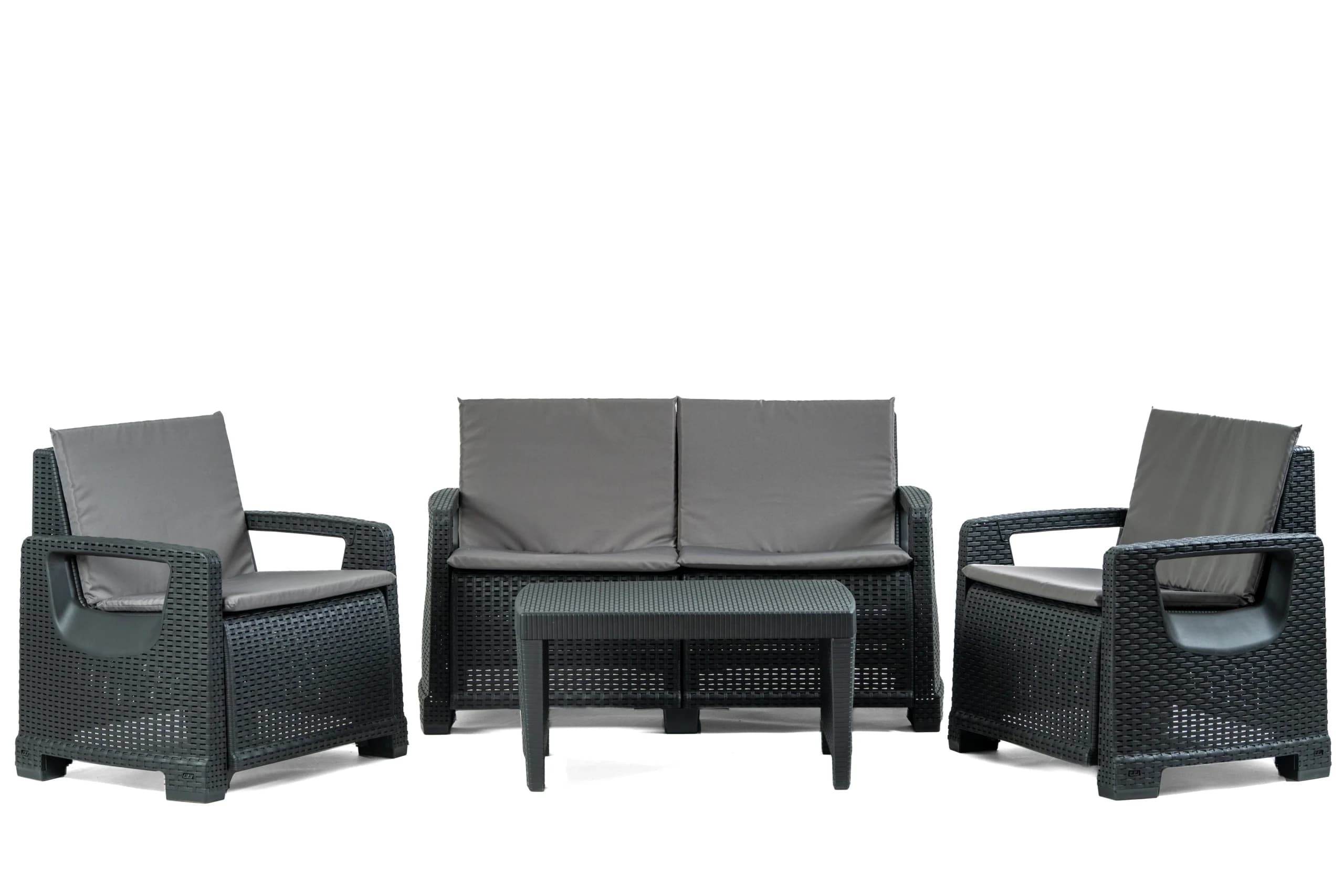 Zestaw Ogrodowy Paradiso Sofa stolik 2 fotele Antracyt