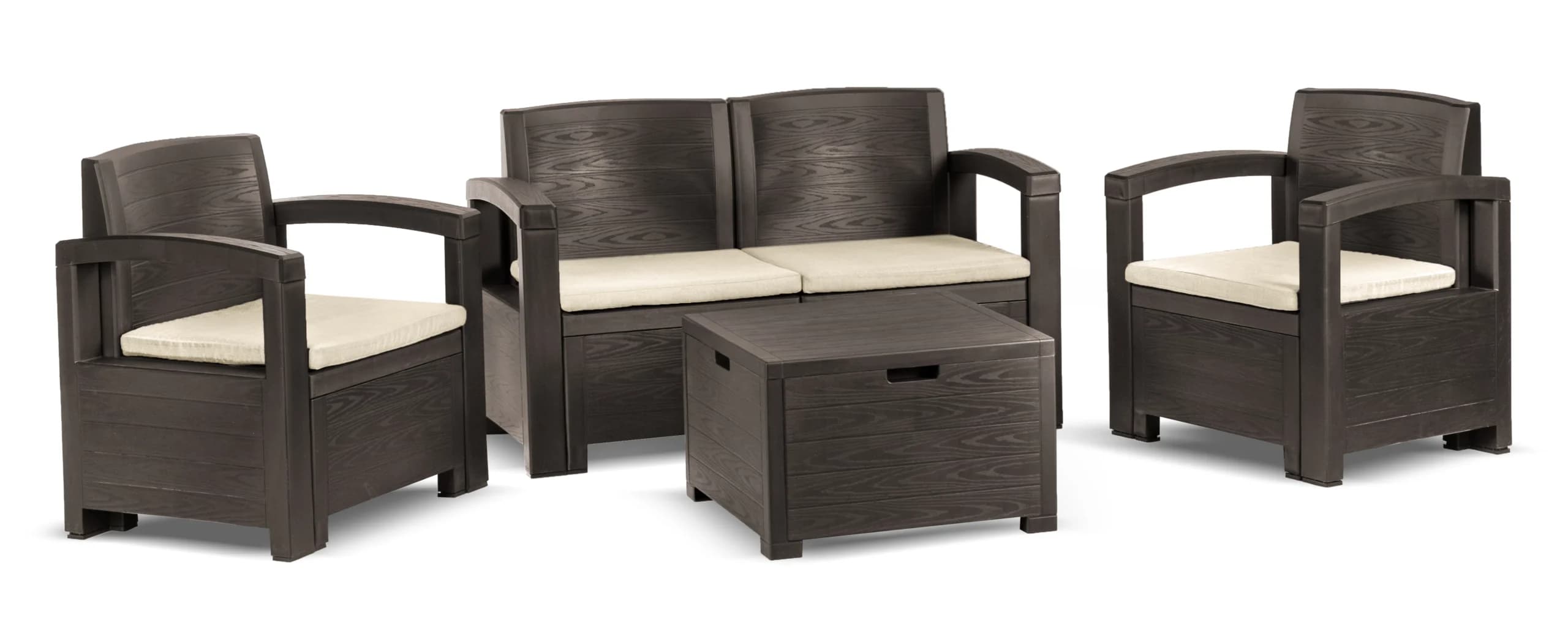 Zestaw ogrodowy wypoczynkowy Set Dakota Moka polywood 4-osobowy