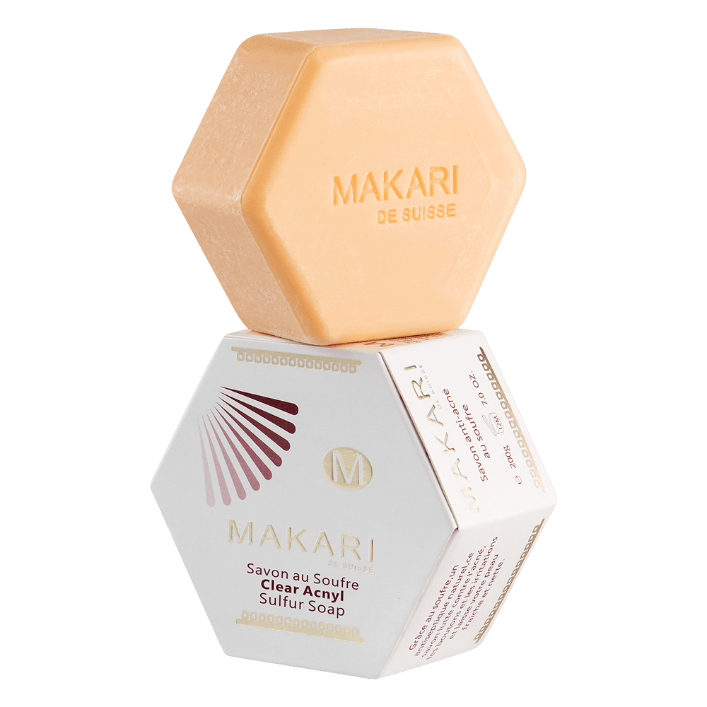 Savon clarifiant au soufre anti-acné nettoyant et hydratant 200 Gr-Makari