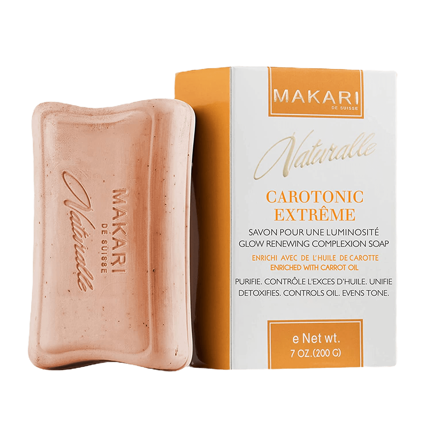 Savon  carotonic unifiant anti-âge à base d’huile de Carotte 200 Gr-Makari