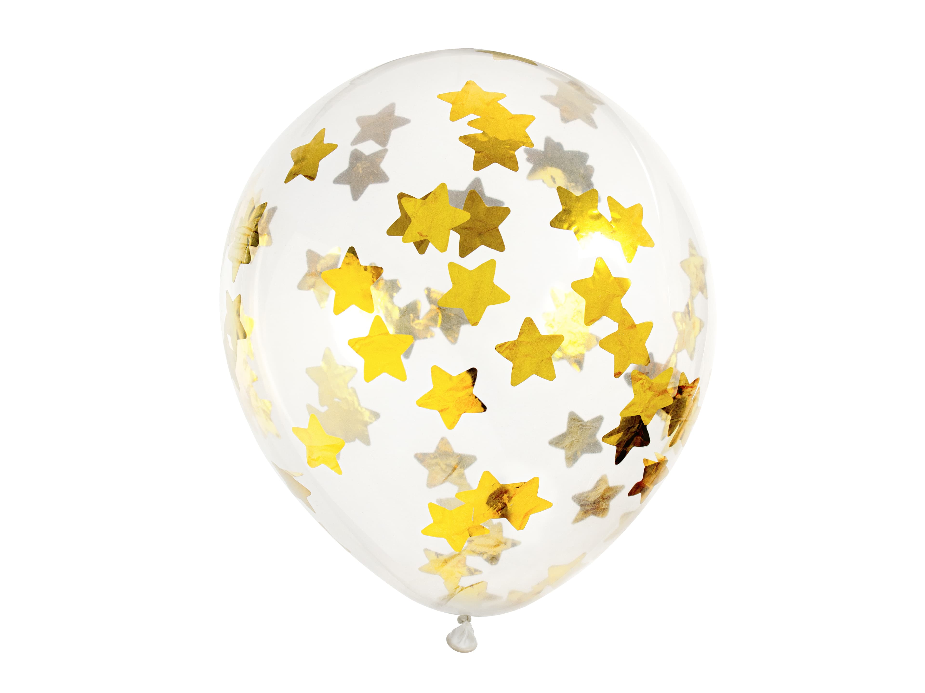 Lot de 6 ballons avec confettis étoiles, or
