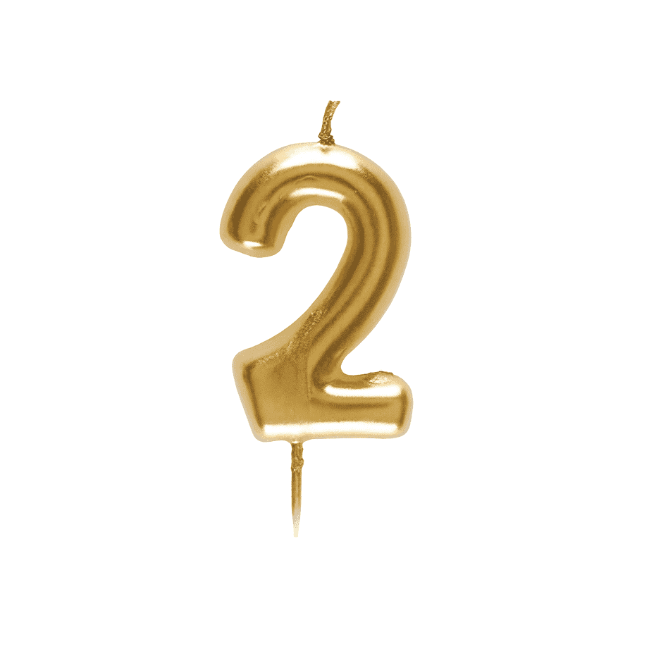 Bougie chiffre dorée 2