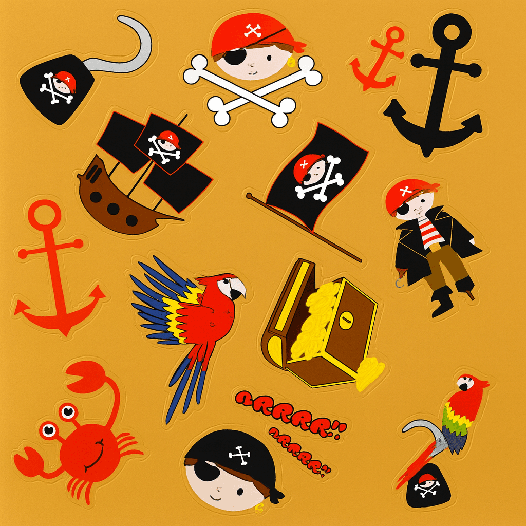Planche de 12 stickers pirate