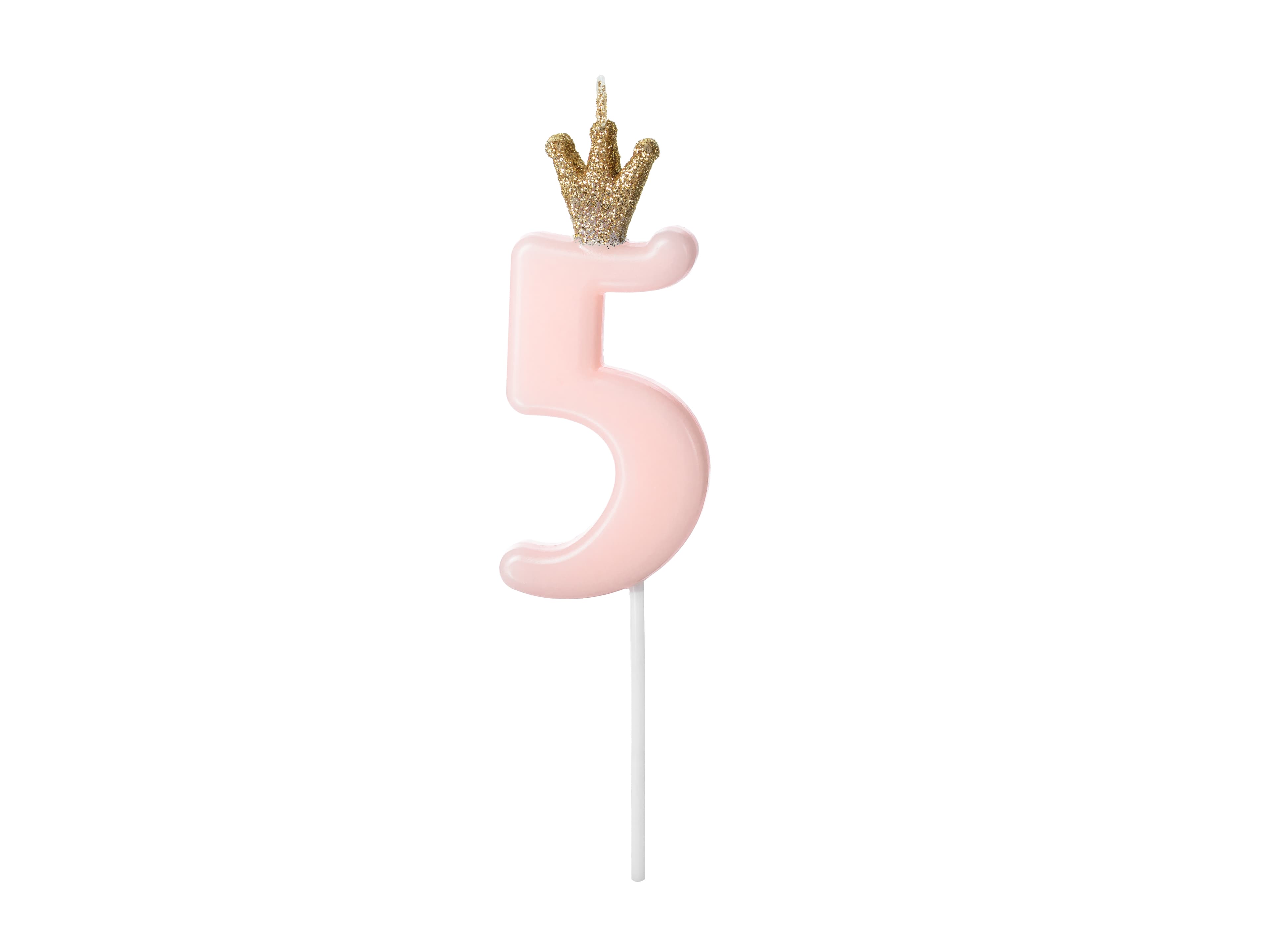Bougie chiffre avec couronne dorée pailletée 5