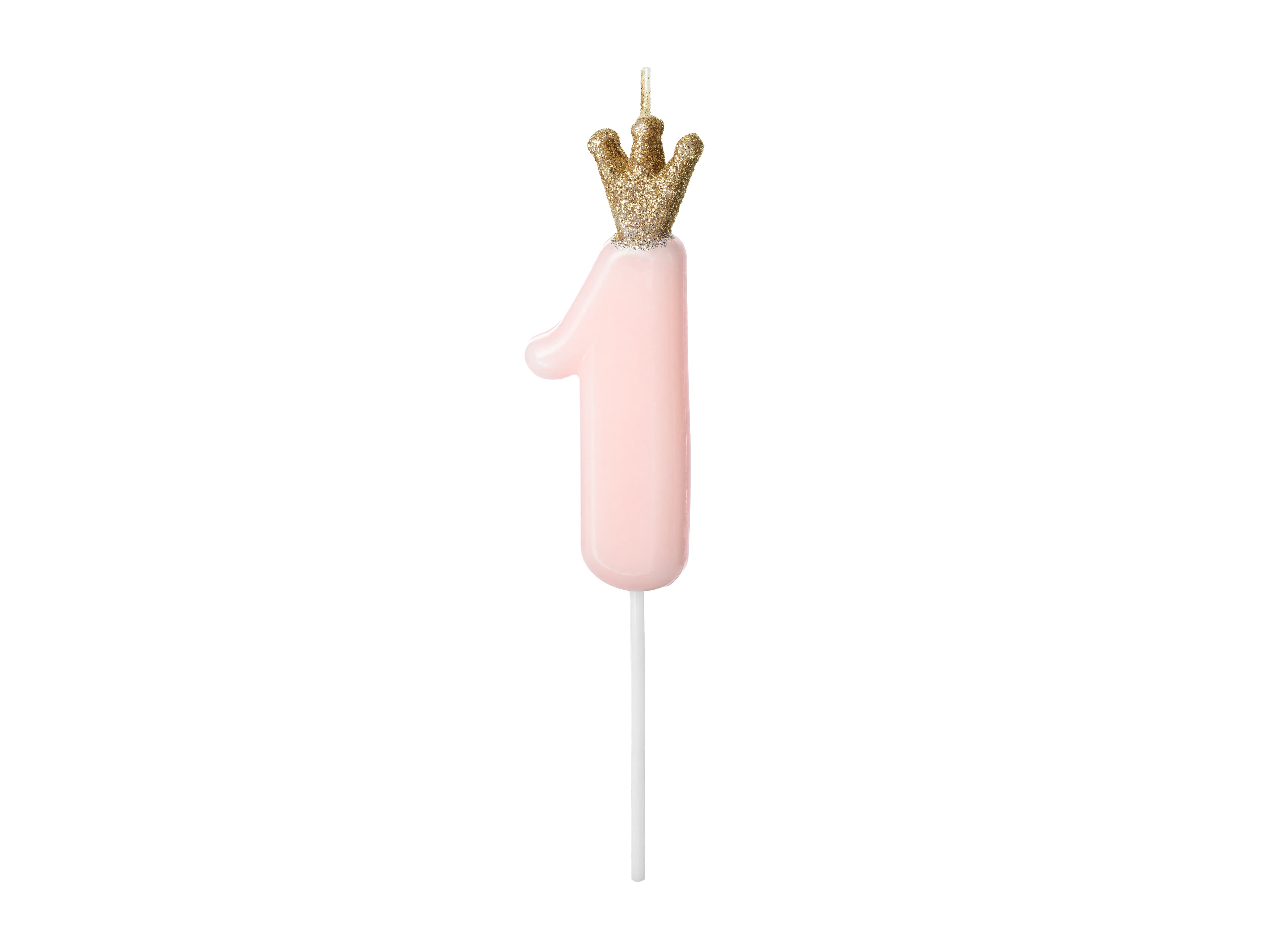 Bougie chiffre avec couronne dorée pailletée 1